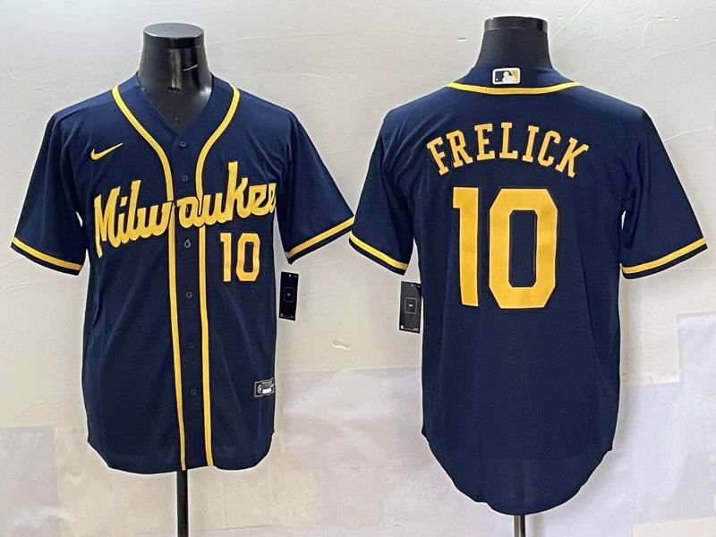 Men Milwaukee Brewers #10 Frelick Dark Blue Game 2025 Nike MLB Jersey style 4->milwaukee brewers->MLB Jersey